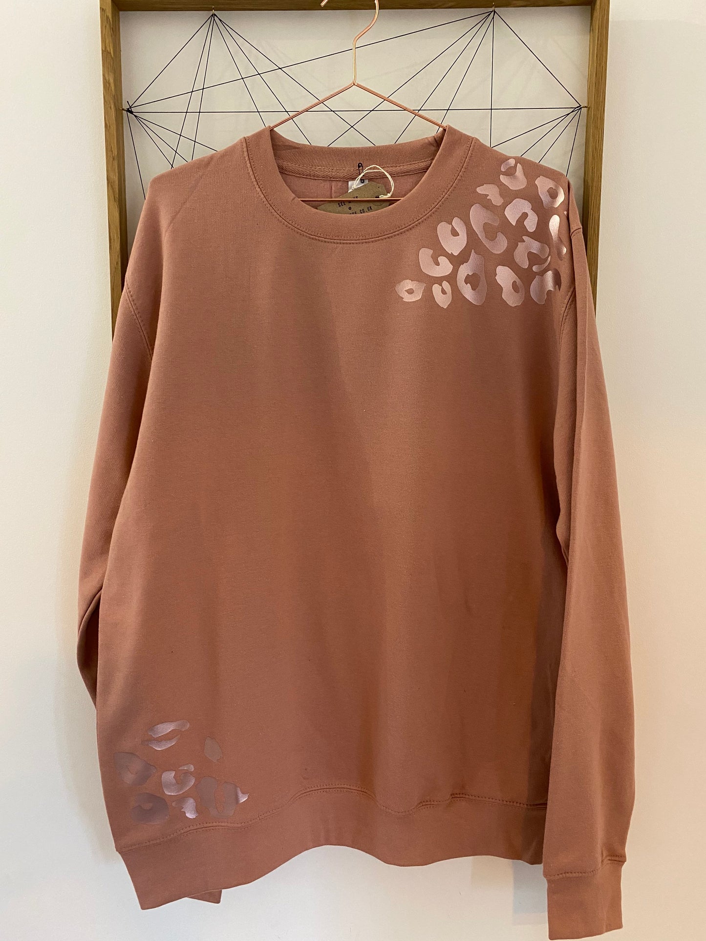 Womens leopard sweatshirt, womens leopard print sweatshirt, metallic leopard sweatshirt, leopard print jumper, leopard sweater, rose gold