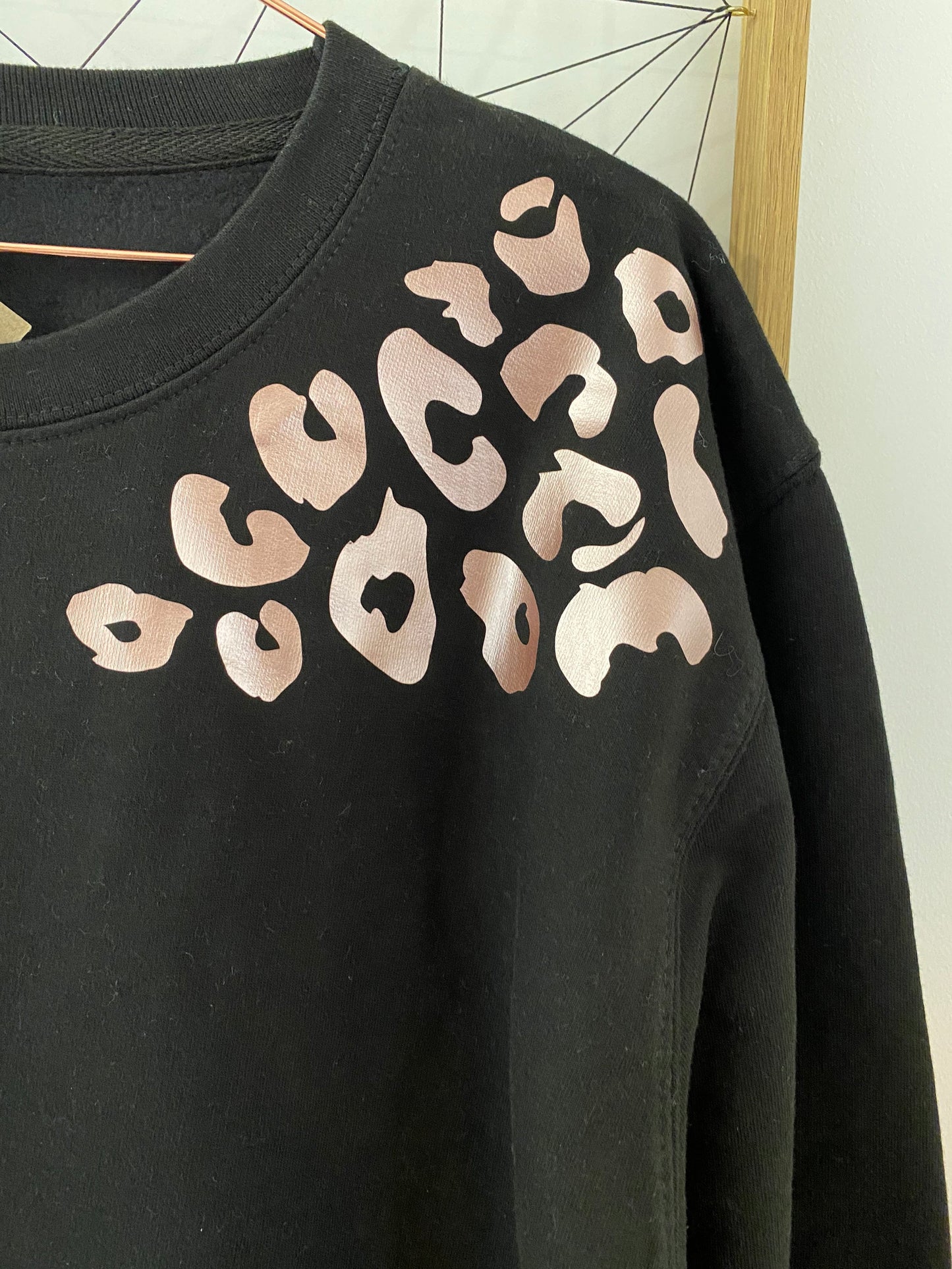 Womens leopard sweatshirt, womens leopard print sweatshirt, metallic leopard sweatshirt, leopard print jumper, leopard sweater, rose gold