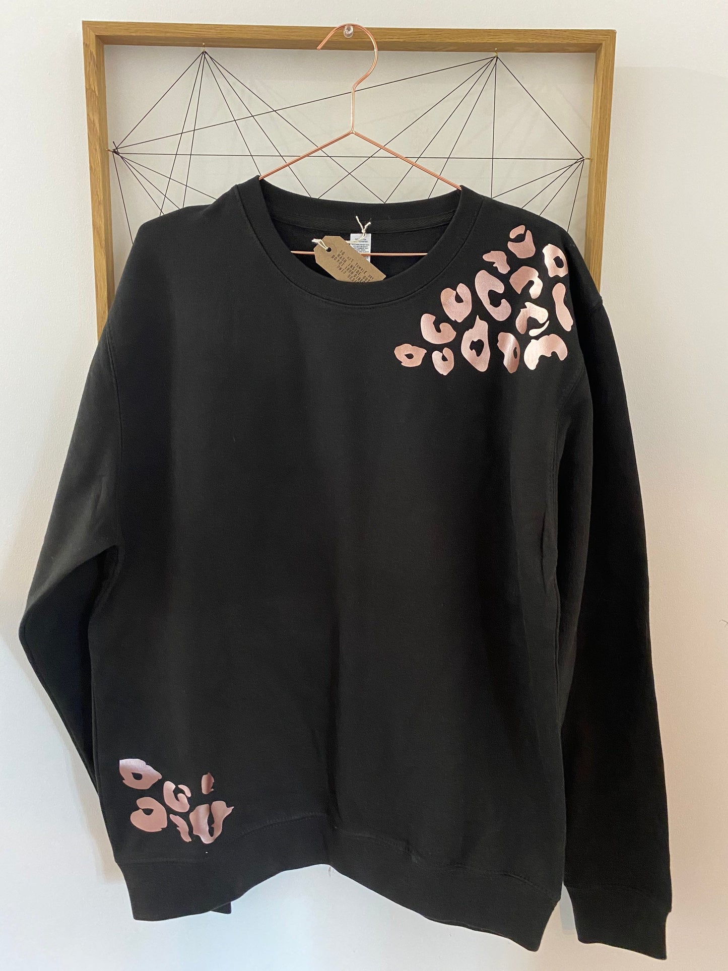 Womens leopard sweatshirt, womens leopard print sweatshirt, metallic leopard sweatshirt, leopard print jumper, leopard sweater, rose gold