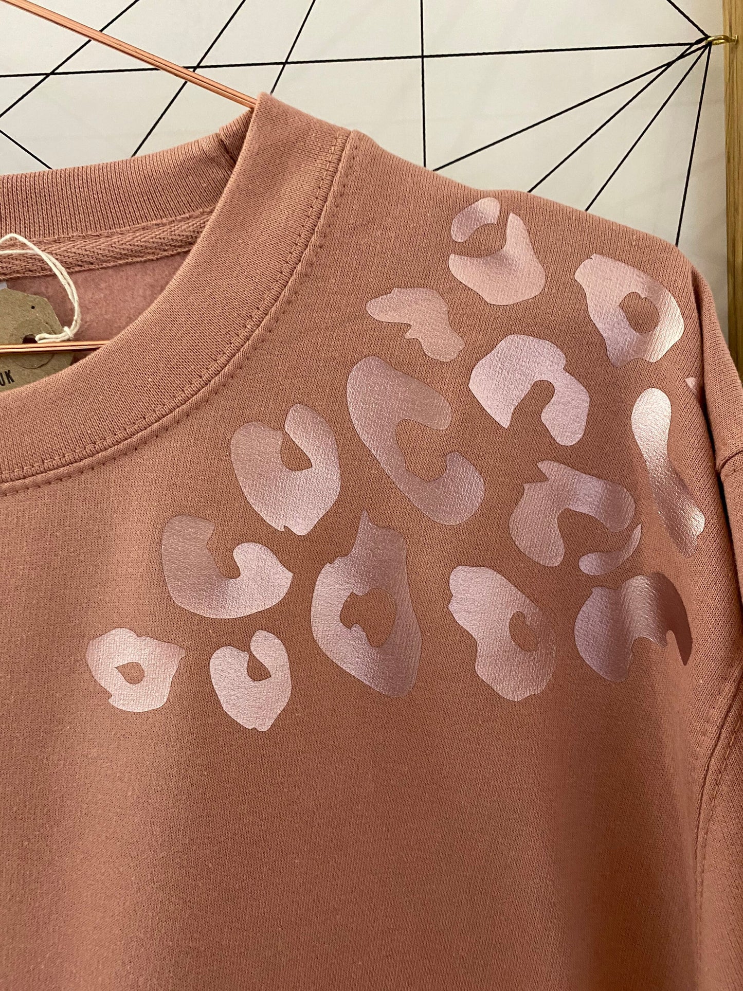 Womens leopard sweatshirt, womens leopard print sweatshirt, metallic leopard sweatshirt, leopard print jumper, leopard sweater, rose gold