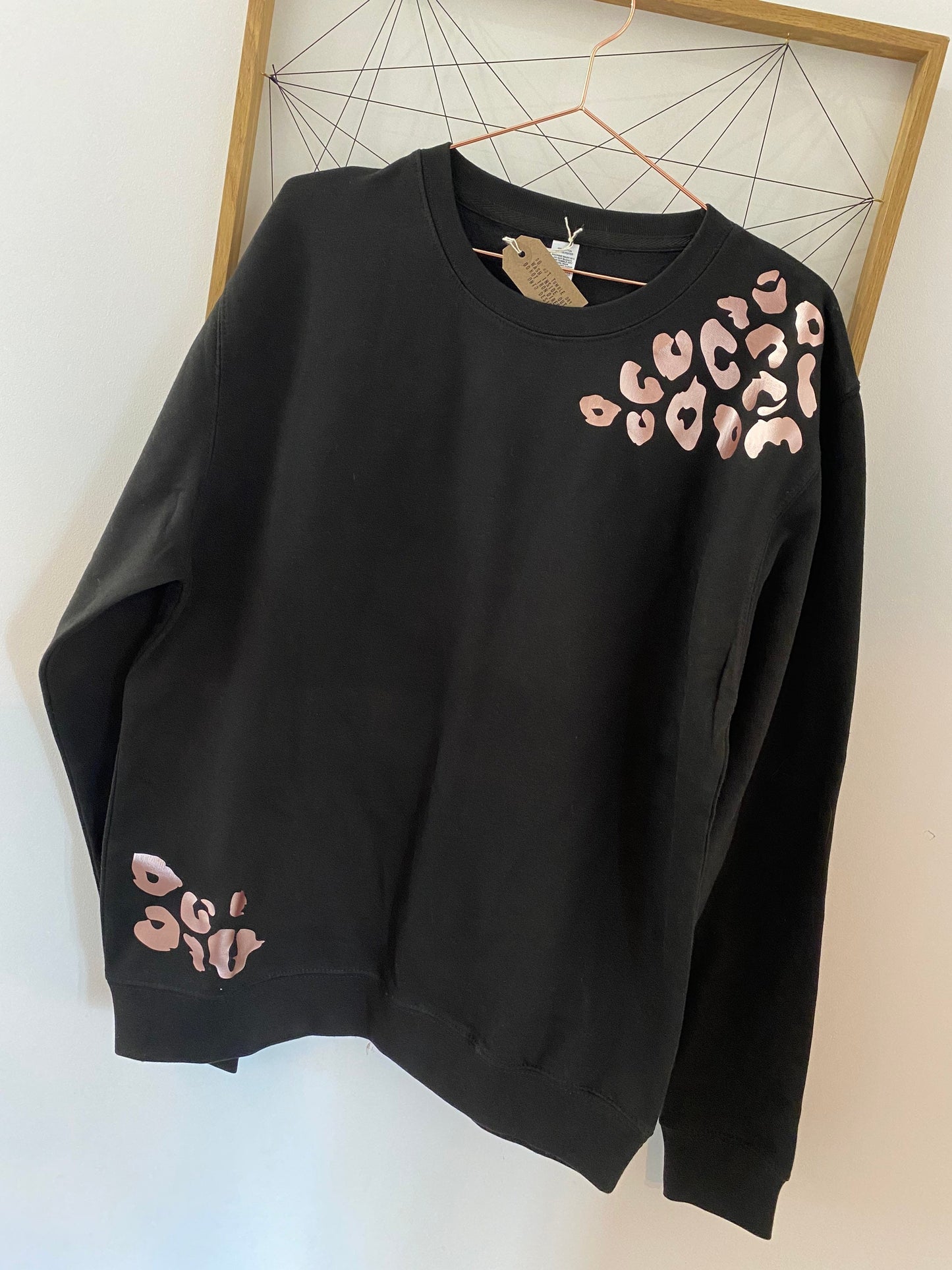 Womens leopard sweatshirt, womens leopard print sweatshirt, metallic leopard sweatshirt, leopard print jumper, leopard sweater, rose gold