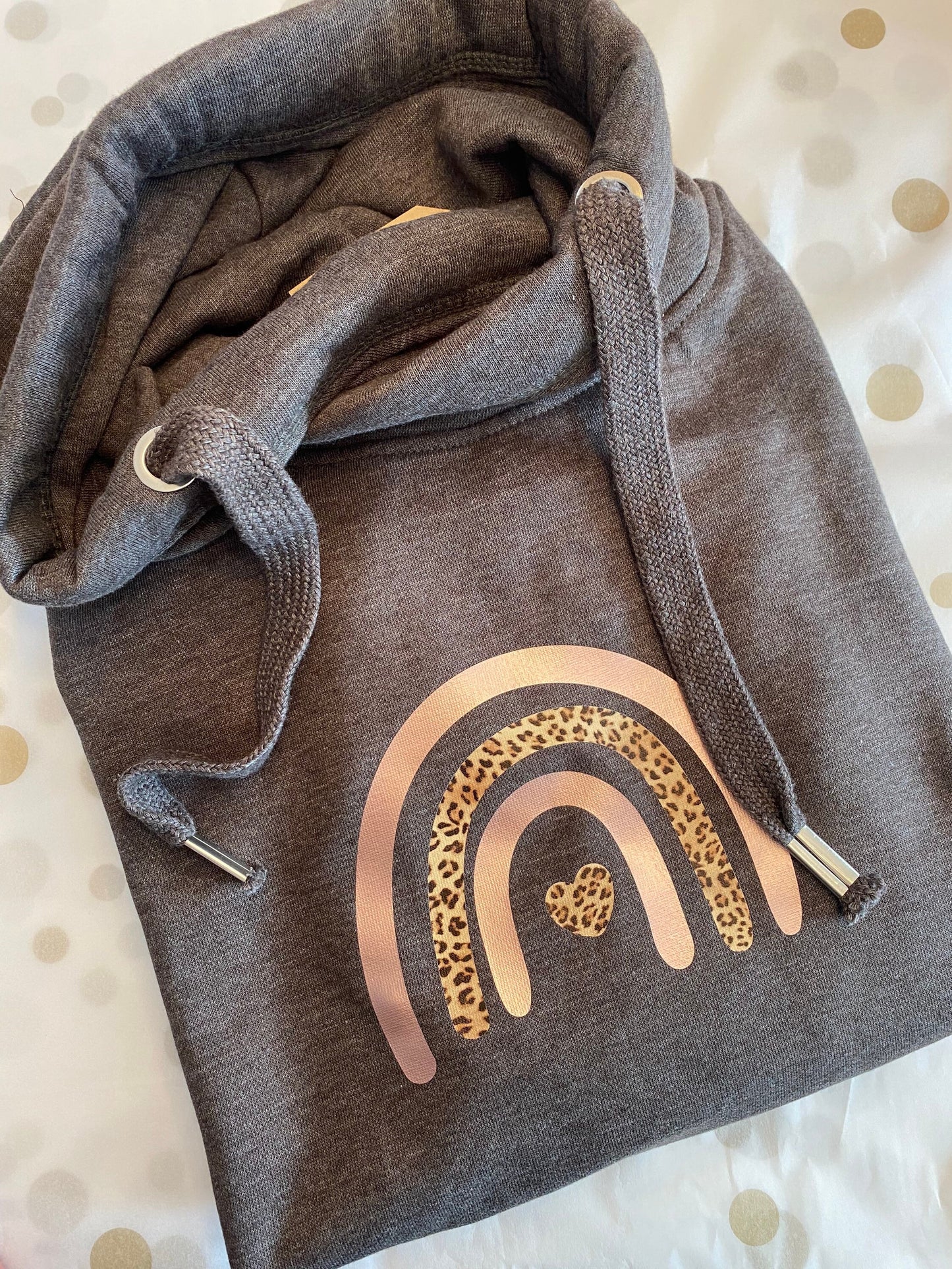 Adults rainbow hoodie | Cowl neck hoodie | Leopard rainbow hoodie | Crossover hoodie | adults rainbow | women’s rainbow hoodie