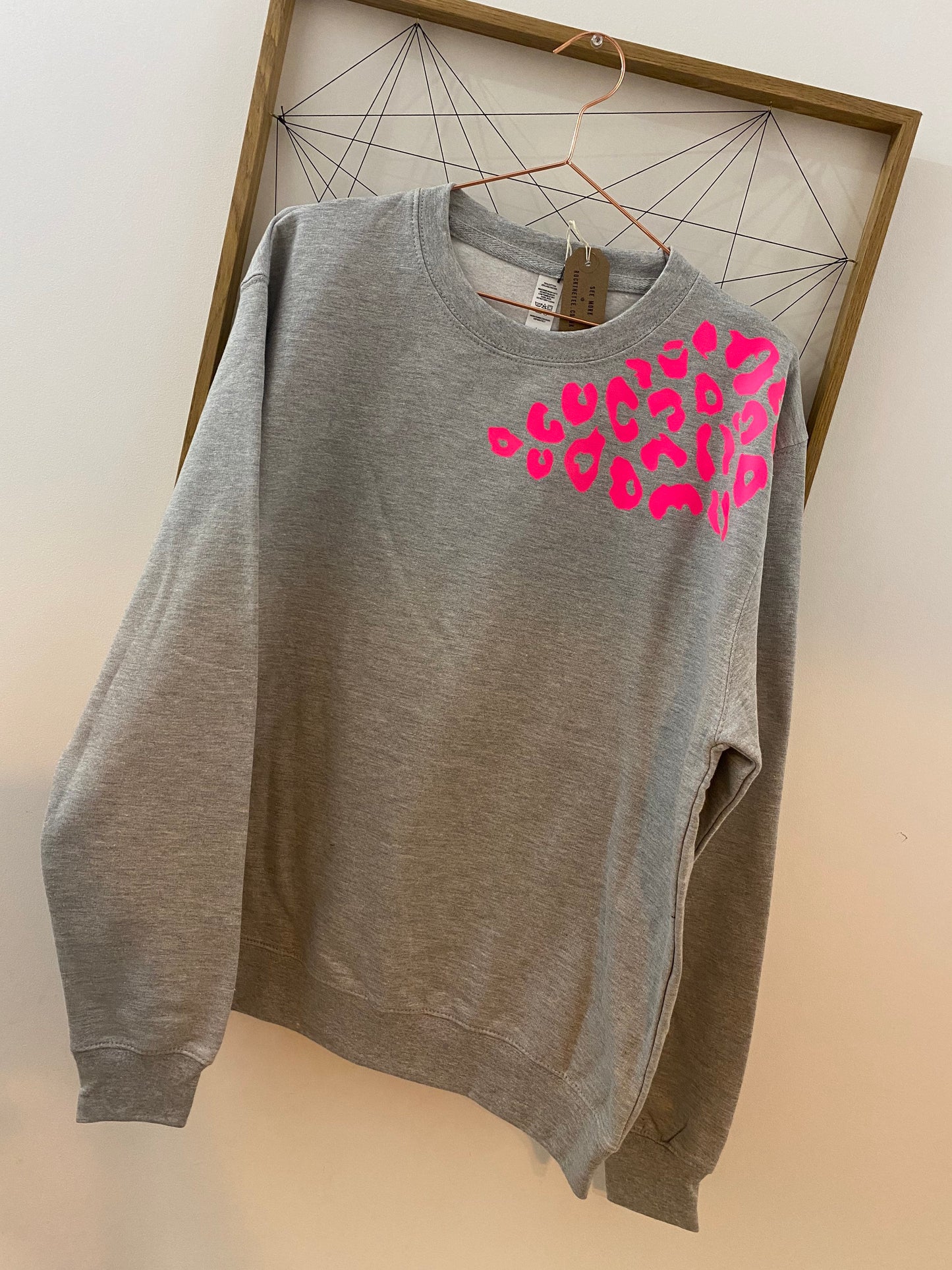 Womens leopard sweatshirt, womens leopard print sweatshirt, neon pink leopard sweatshirt, leopard print jumper, leopard sweater, neon print