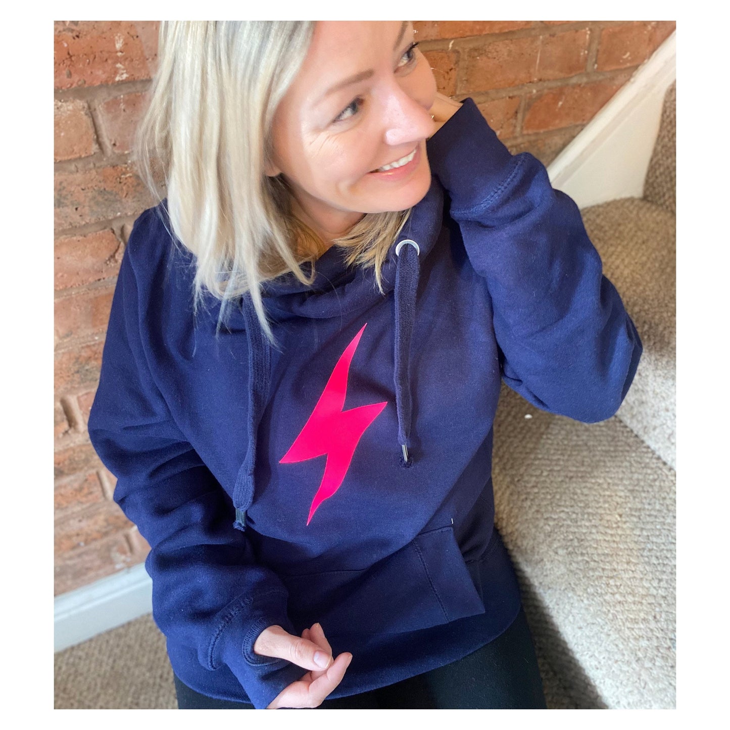 Neon Lightening bolt hoodie | Cross neck hoodie | Chunky hoodie with lightening bolt |Fashion hoodie | Crossover Hoodie | Cowl neck hoodie