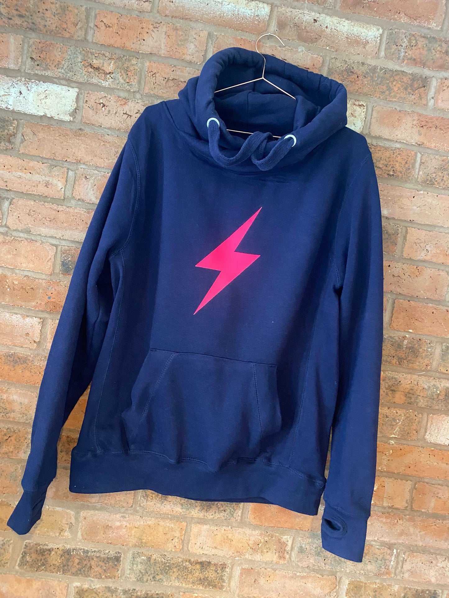 Neon Lightening bolt hoodie | Cross neck hoodie | Chunky hoodie with lightening bolt |Fashion hoodie | Crossover Hoodie | Cowl neck hoodie