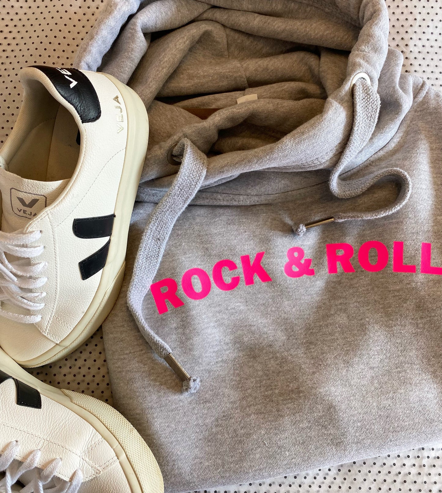 Adults Grey Rock & Roll Hoodie | Cowl neck hoodie | Crossover Hoodie |