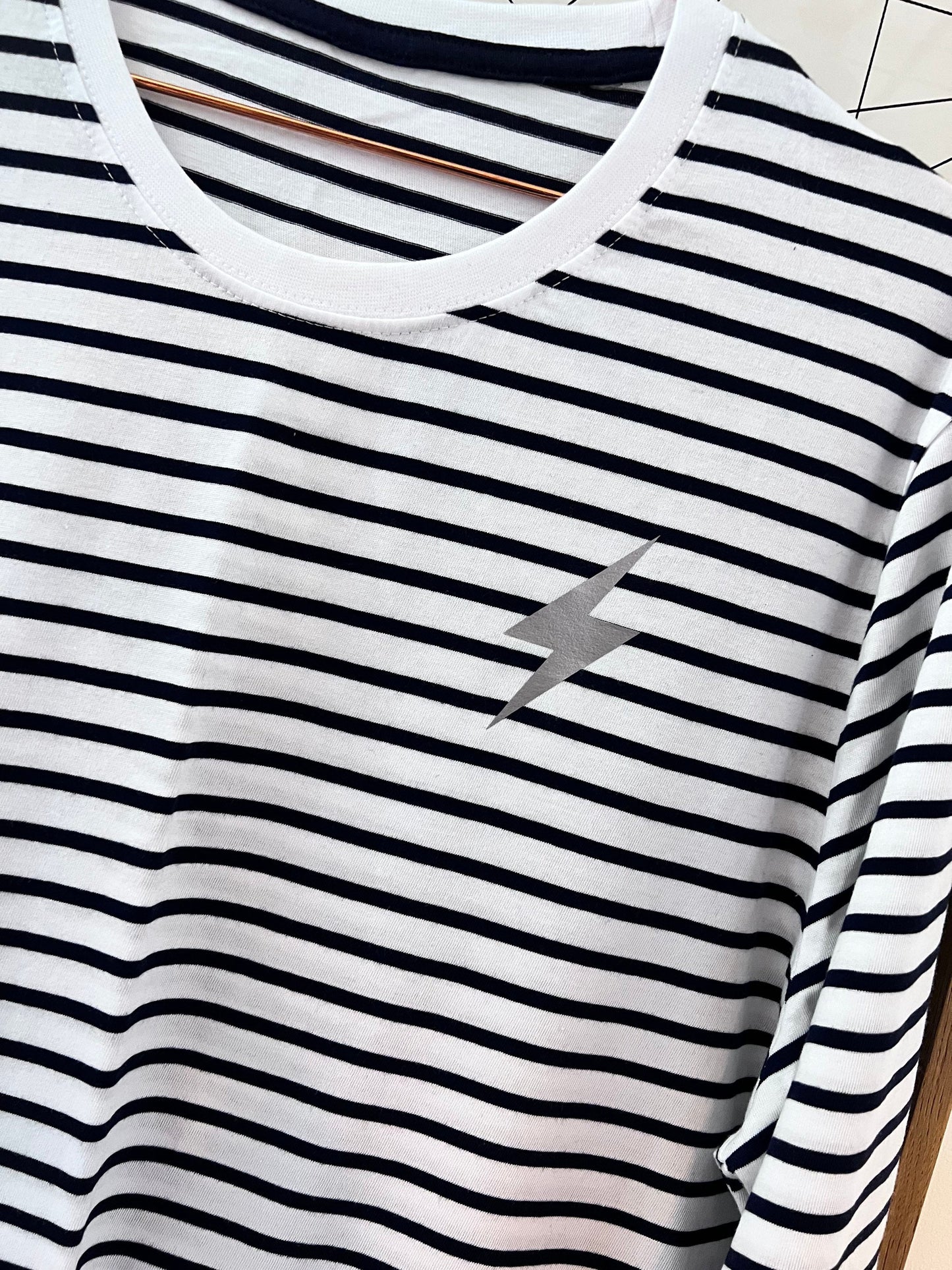Choose your colour mini lightening bolt long sleeved Breton stripe top | Breton Stripe long sleeved top |striped long sleeve t-shirt |
