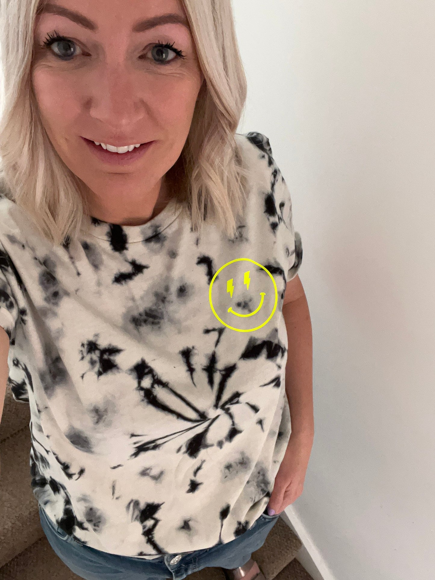 Women’s Organic Tie Dye T-Shirt With Smiley Face | Smiley Face T-Shirt| Smiley T-Shirt |