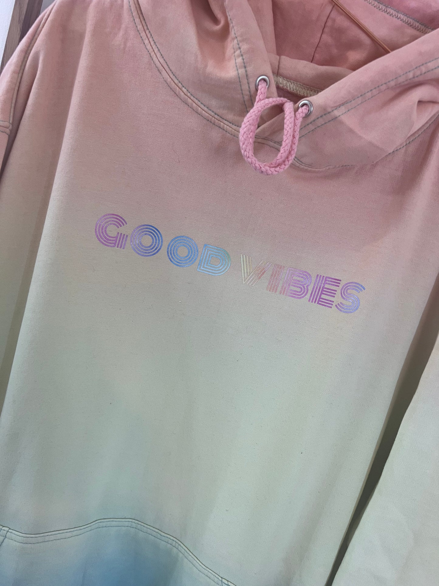 Pastel tie dye hoodie with good vibes print | fashion tie dye hoodie | good vibes