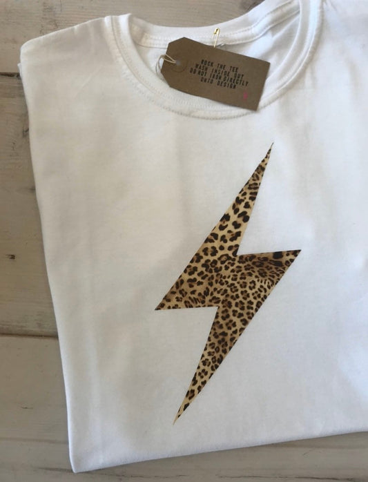 Womens Lightening Bolt T-shirt, Leopard Lightening Bolt, Lightening Bolt, Flash