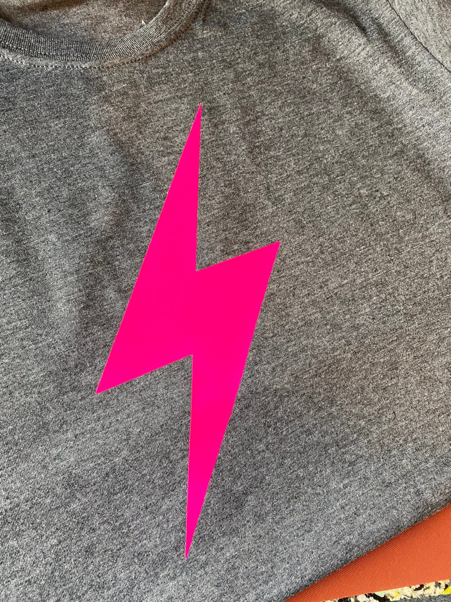 Womens Lightening Bolt T-shirt, Neon Pink, Neon Pink Lightening Bolt, Lightening Bolt, Flash