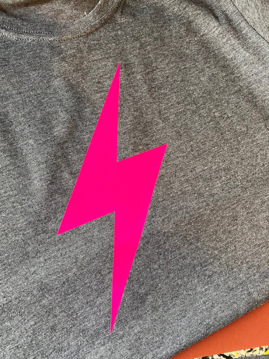 Womens Lightening Bolt T-shirt, Neon Pink, Neon Pink Lightening Bolt, Lightening Bolt, Flash