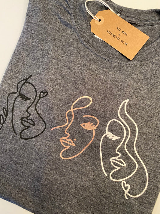 Women’s face t-shirt | Sketched face | fashion tee | Picasso style sketch | be kind to every kind t-shirt | line face drawing