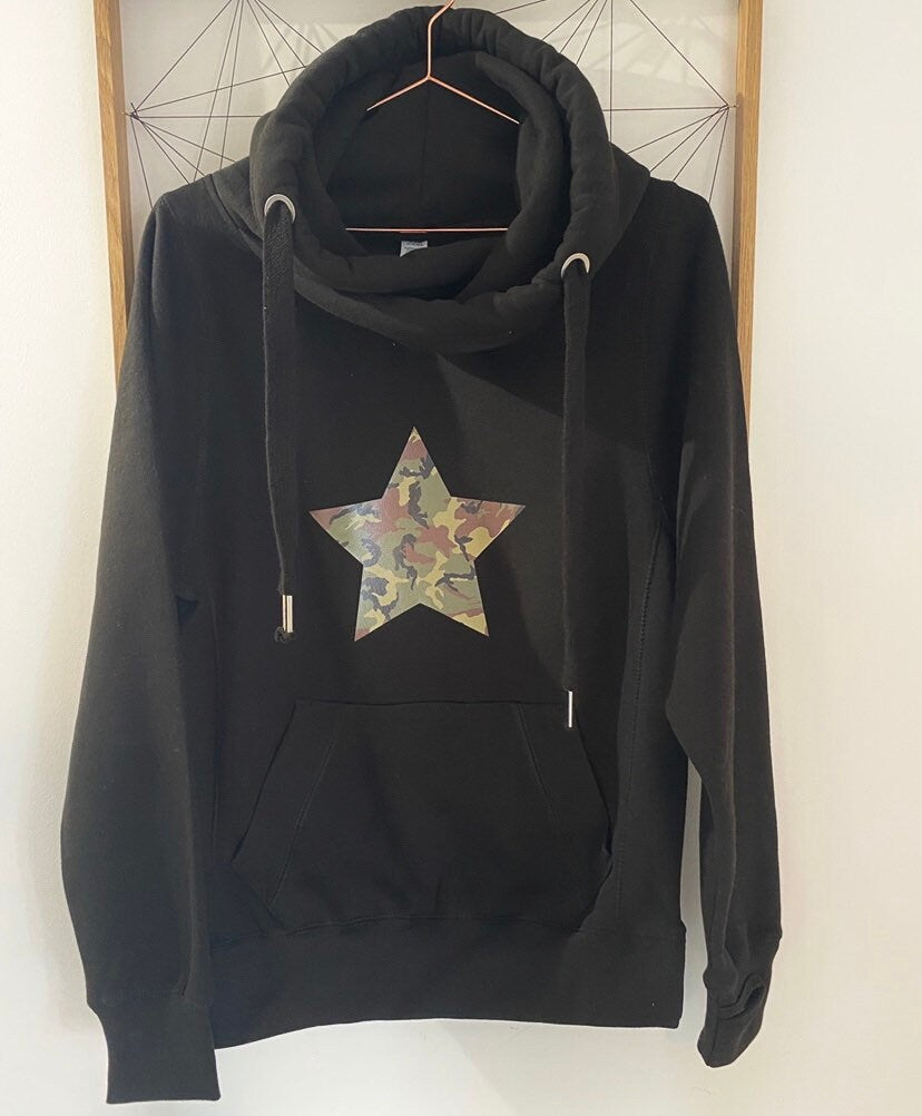 Adults star hoodie | Cowl neck hoodie | Choose your star colour hoodie | Star hoodie | Crossover Hoodie | Star Hoodie | Leopard Star Hoodie