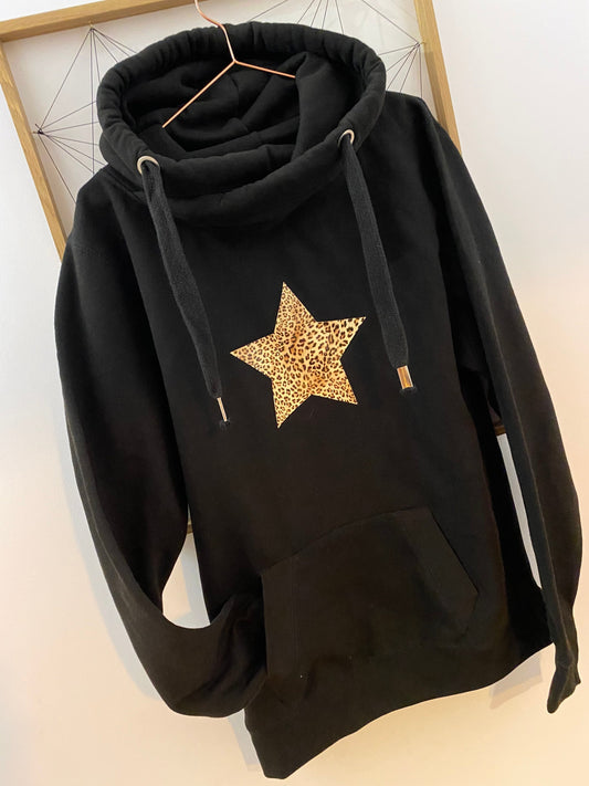 Adults star hoodie | Cowl neck hoodie | Choose your star colour hoodie | Star hoodie | Crossover Hoodie | Star Hoodie | Leopard Star Hoodie