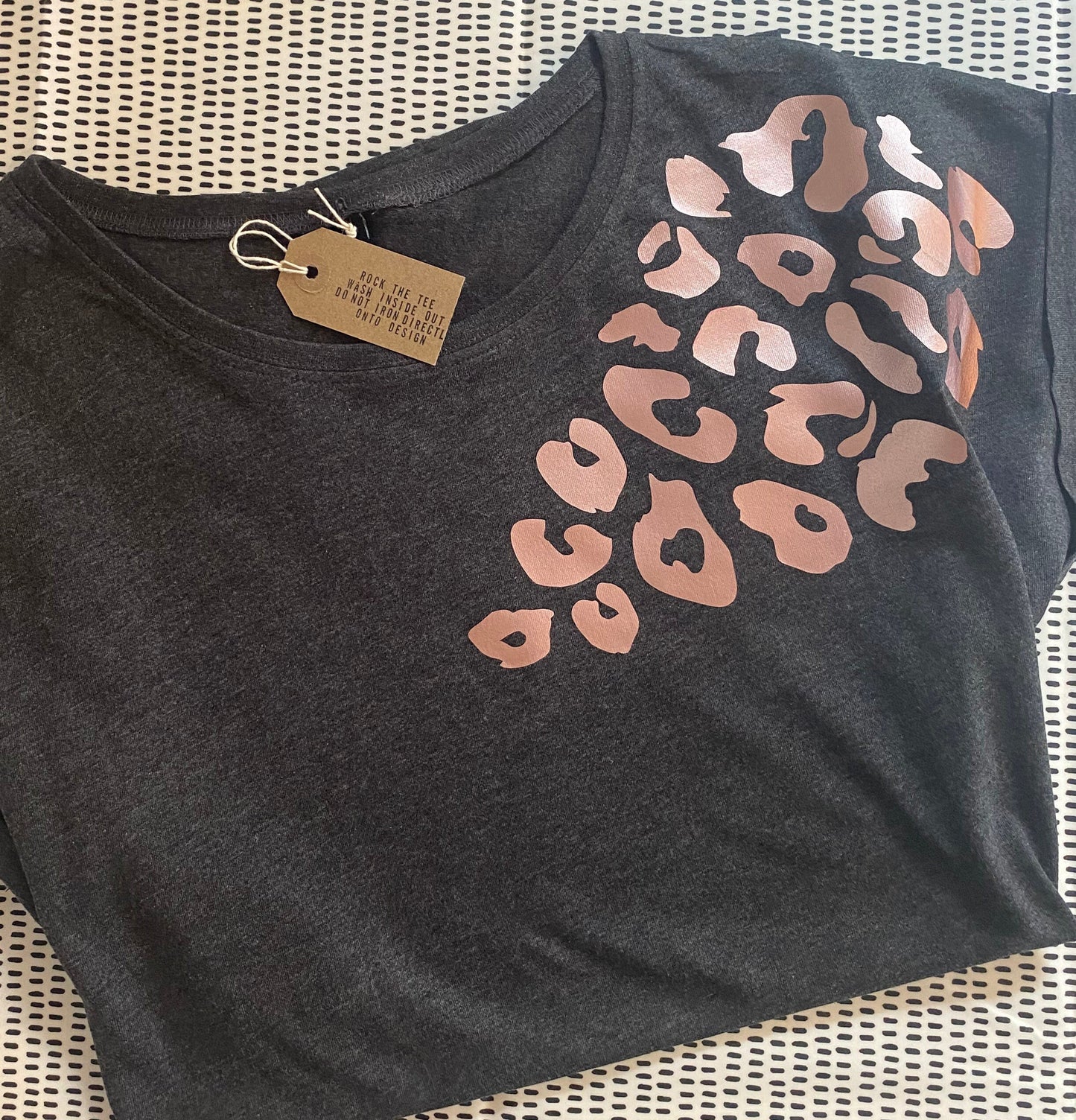 Womens Leopard Print Tee, Womens Fashion Tee, Leopard Design Tee, Womens Rose Gold Design Tee