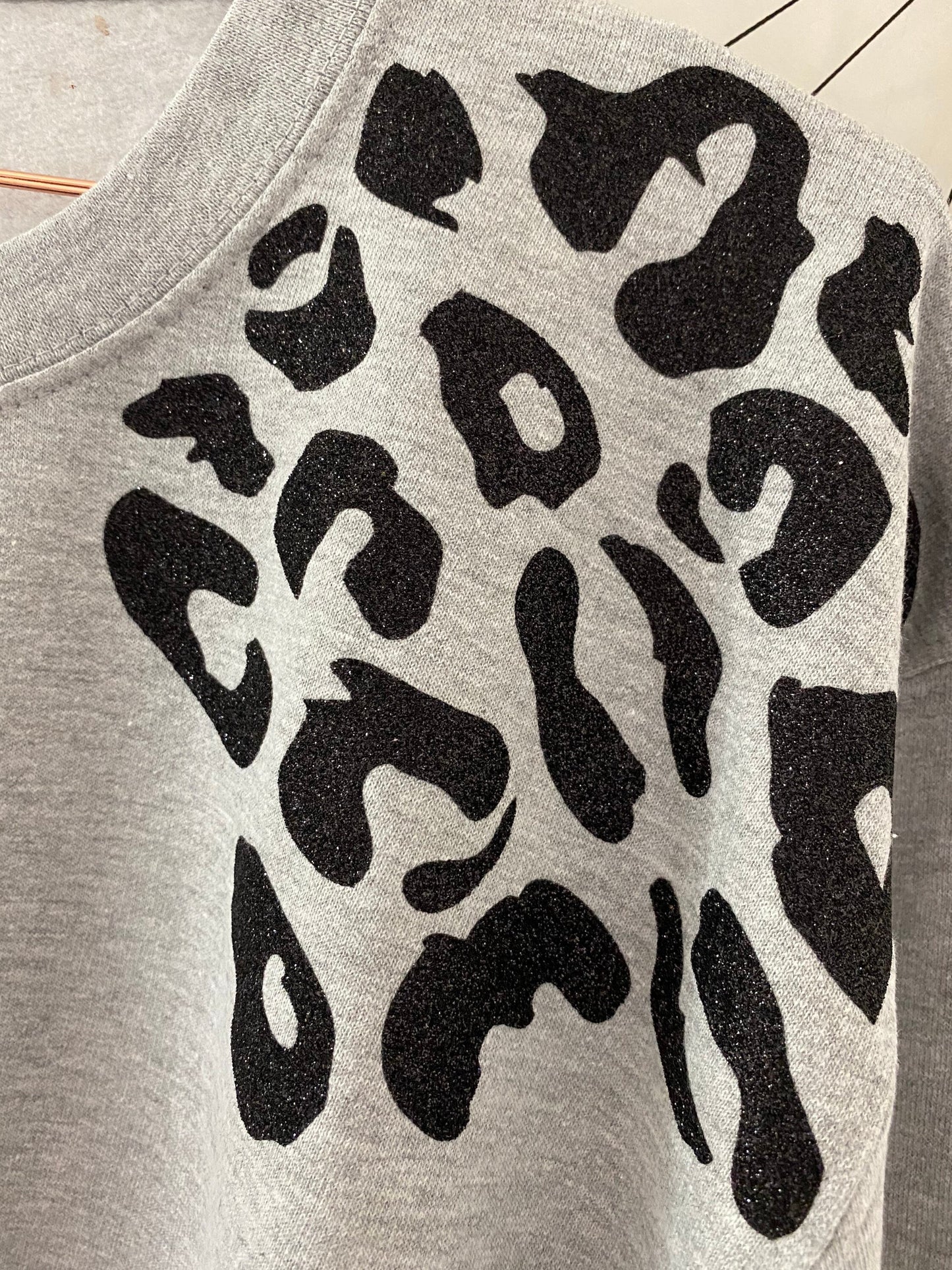 Womens leopard sweatshirt, womens leopard print sweatshirt,glitter leopard sweatshirt, leopard print jumper, leopard sweater, black glitter