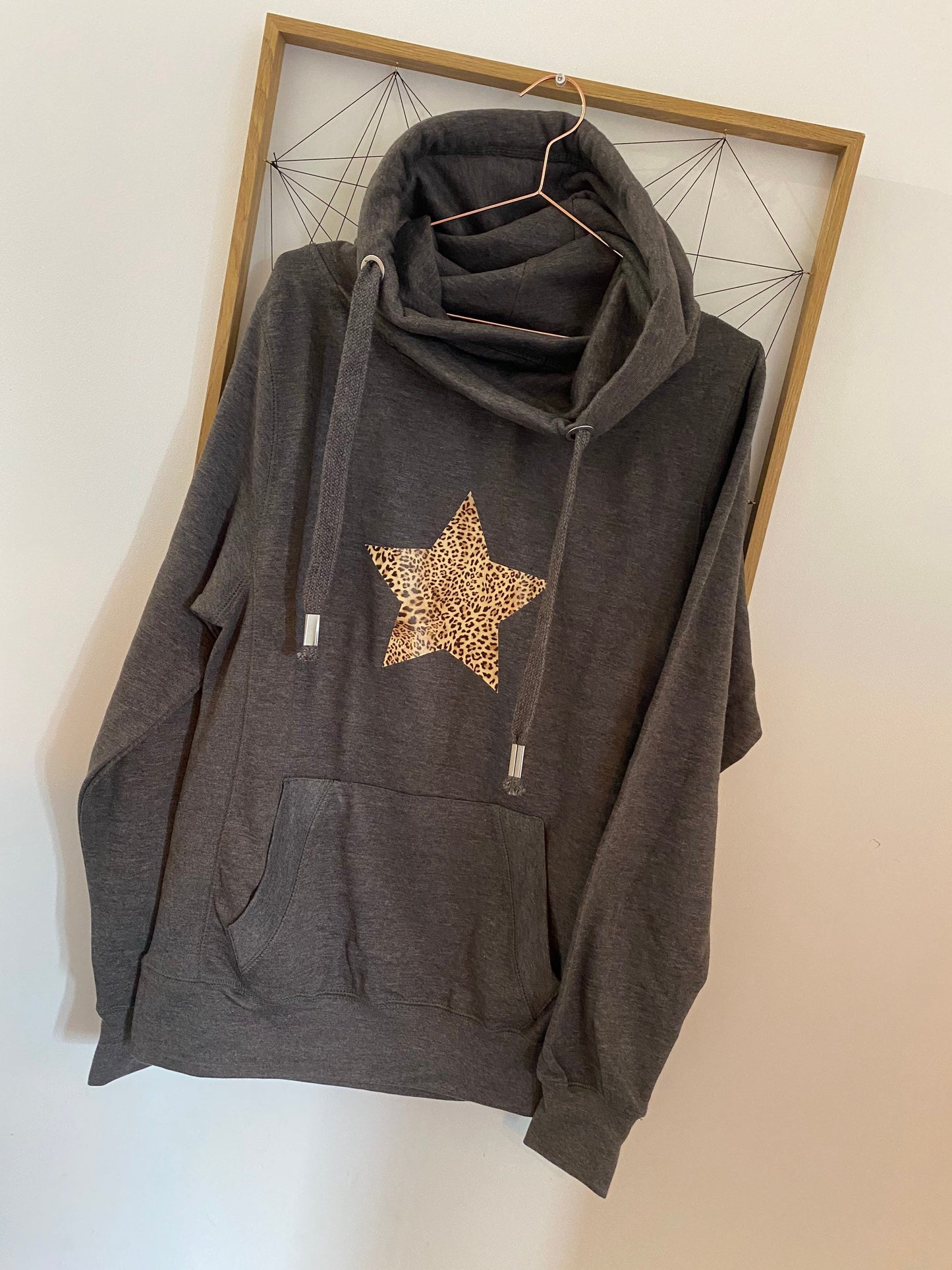 Adults chunky hoodie | Cowl neck hoodie | Choose your star colour hoodie | Star hoodie | Crossover Hoodie | Cross neck hoodie|Grey hoodie