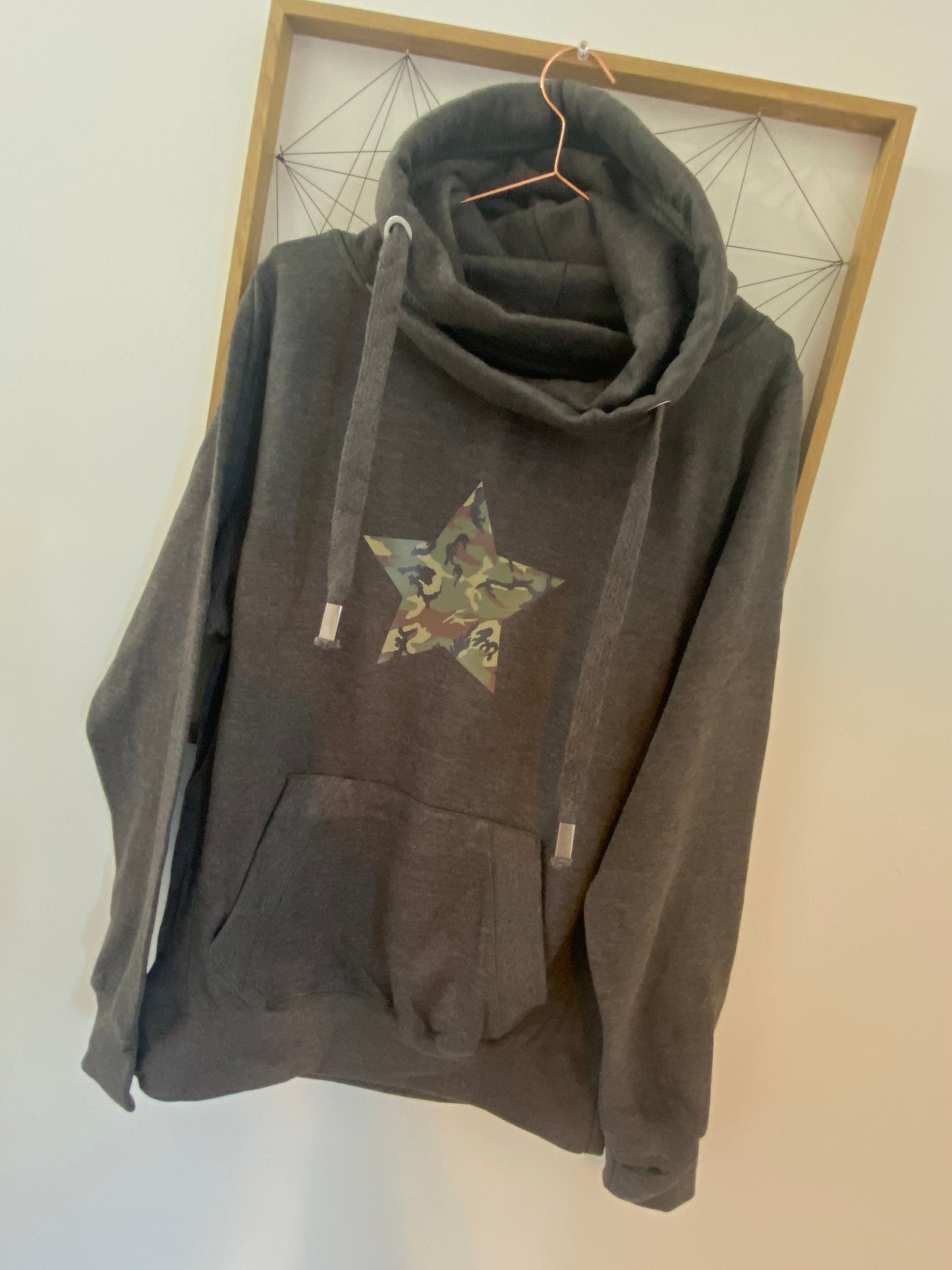 Adults chunky hoodie | Cowl neck hoodie | Choose your star colour hoodie | Star hoodie | Crossover Hoodie | Cross neck hoodie|Grey hoodie