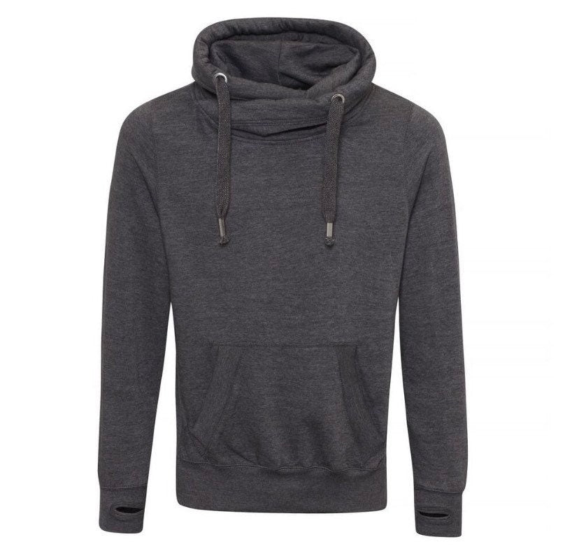 Rose gold leopard star cross neck hoodie in a choice of grey, charcoal, black and navy