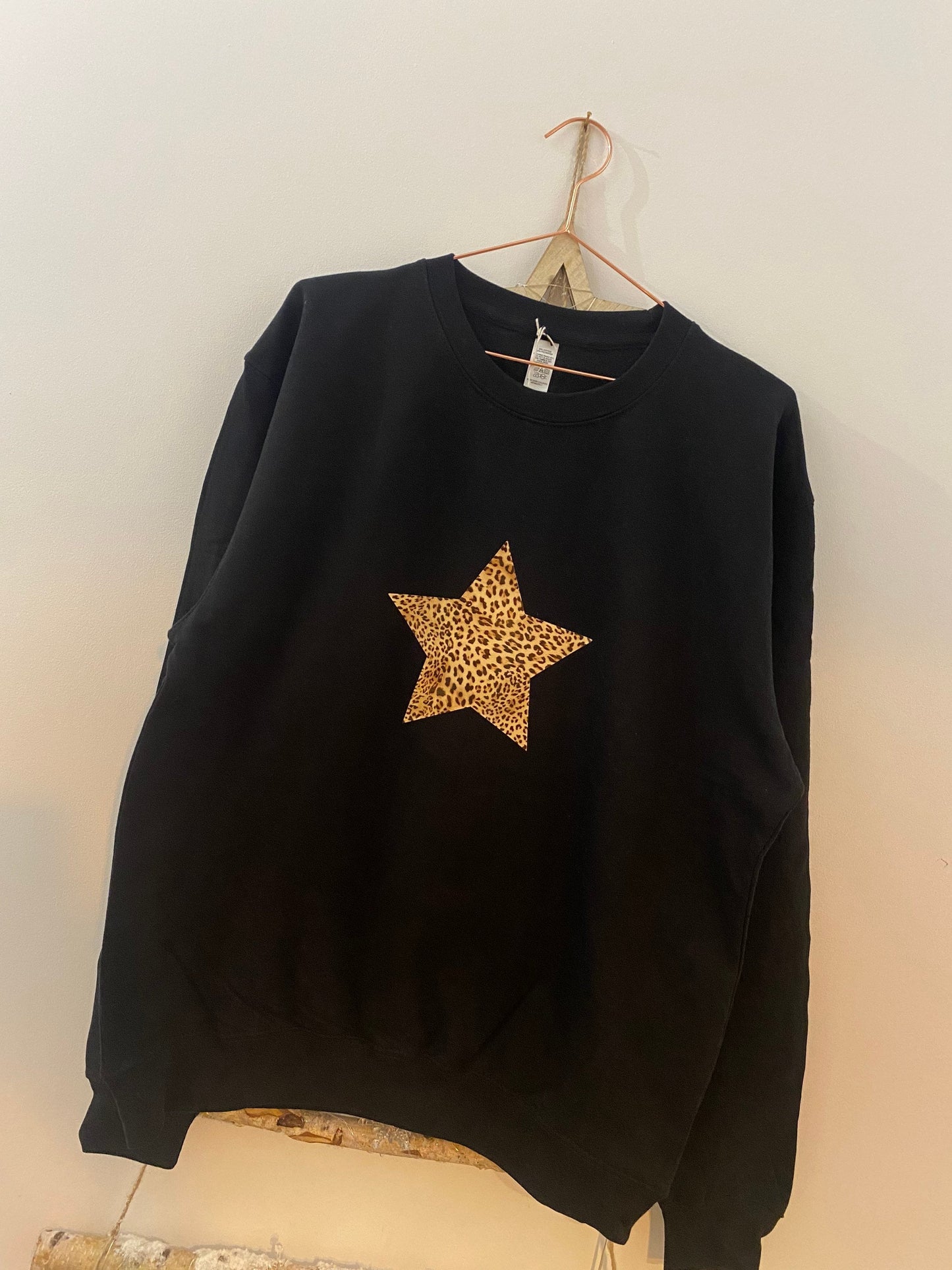 Woman’s Leopard Star Sweatshirt, Star Print Jumper, Choose your star colour, Star Sweater,