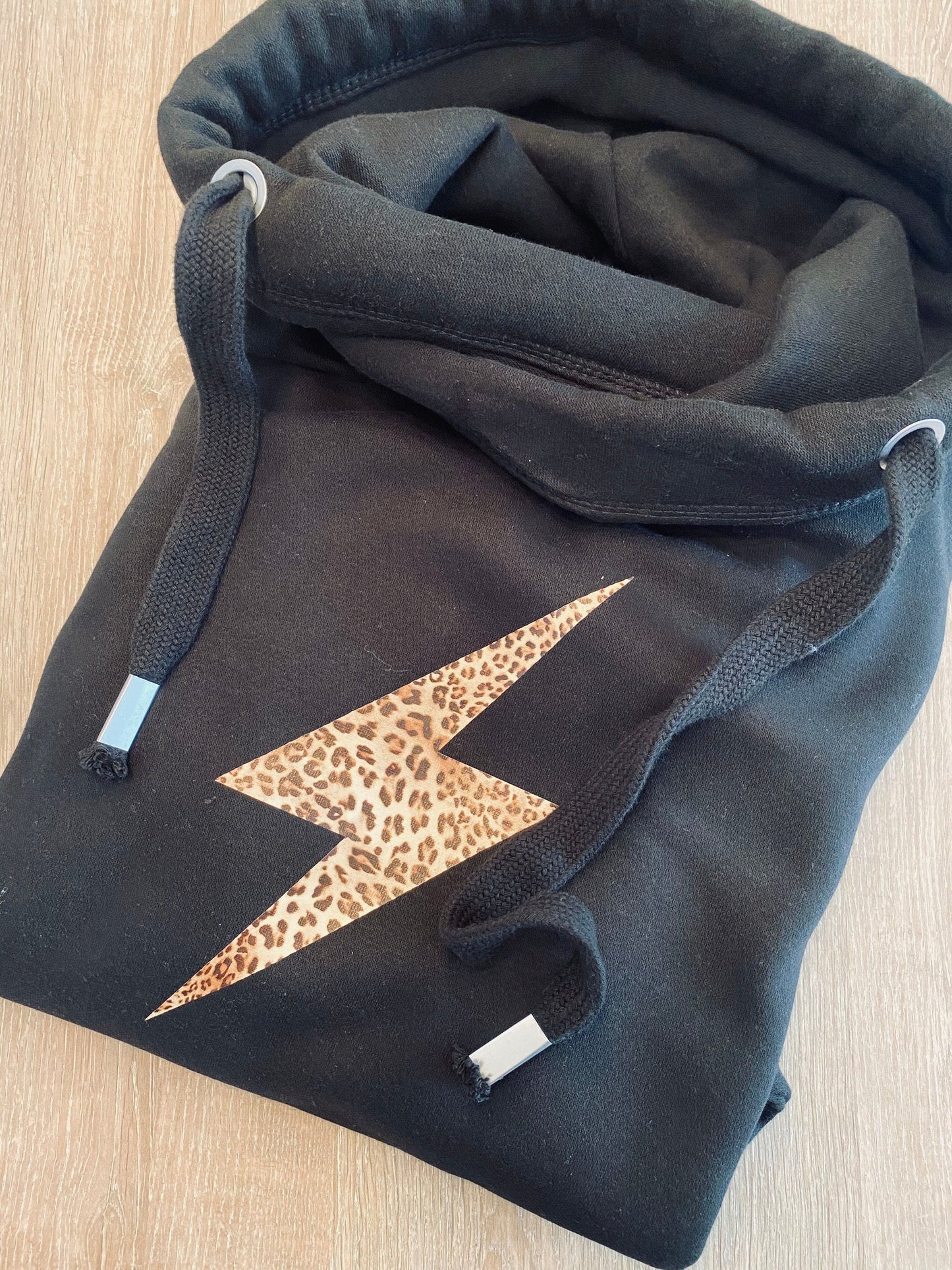 Lightening bolt hoodie | Cross neck hoodie  | Leopard lightening bolt |Fashion hoodie | Crossover Hoodie | Leopard print hoodie |