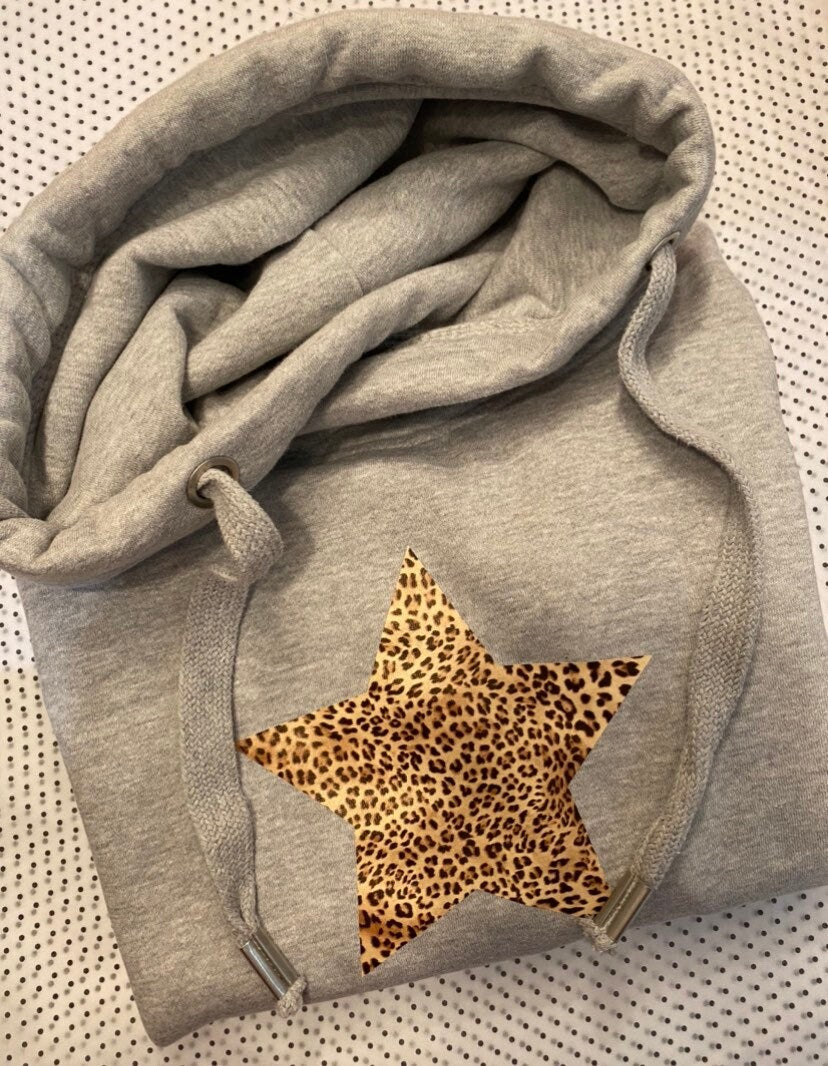 Adults star hoodie | Cowl neck hoodie | Choose your star colour hoodie | Star hoodie | Crossover Hoodie | Star Hoodie | Leopard Star Hoodie