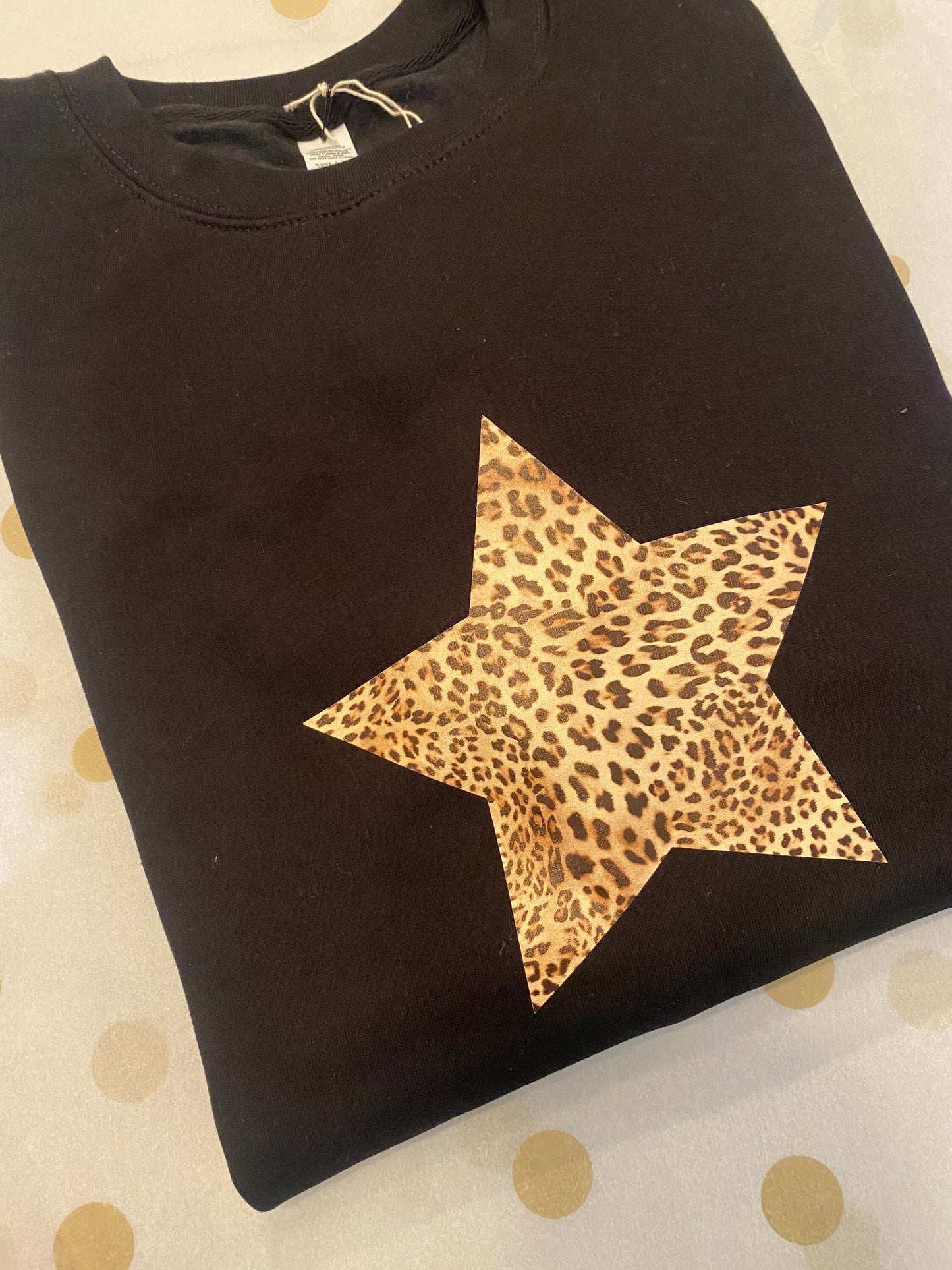 Woman’s Leopard Star Sweatshirt, Star Print Jumper, Choose your star colour, Star Sweater,