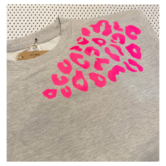 Womens leopard sweatshirt, womens leopard print sweatshirt, neon pink leopard sweatshirt, leopard print jumper, leopard sweater, neon print