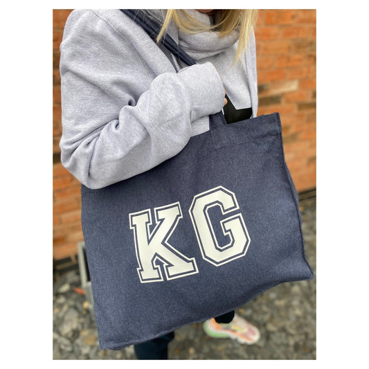 Oversized Tote Bag with personalisation of your choice | Personalised Tote Bag | Denim Tote Bag | Initials Tote Bag | Oversized Tote Bag |