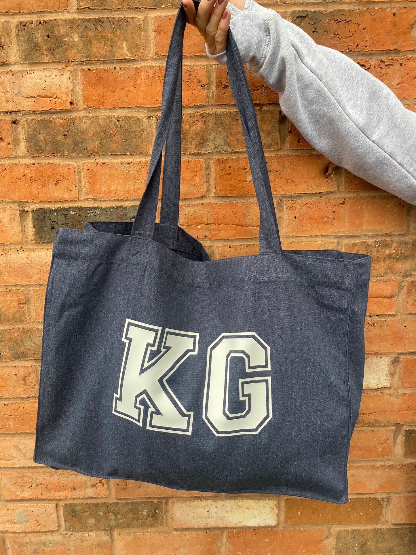 Oversized Tote Bag with personalisation of your choice | Personalised Tote Bag | Denim Tote Bag | Initials Tote Bag | Oversized Tote Bag |