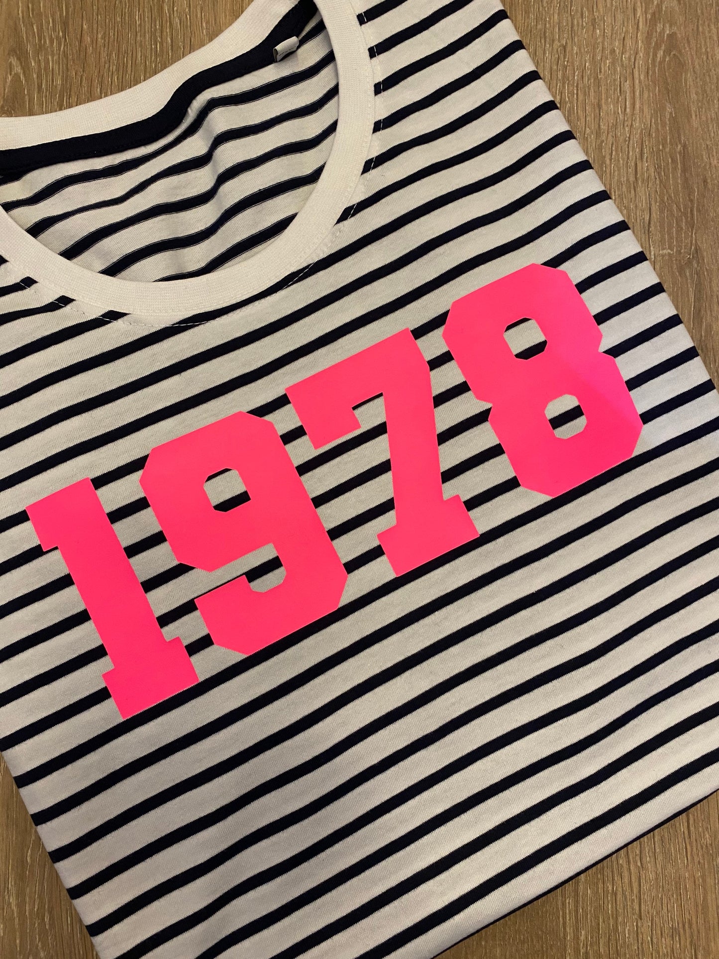 Breton stripe choose your year T-shirt, Womens retro year Tee, Personalised year tee, Choose your year tee.