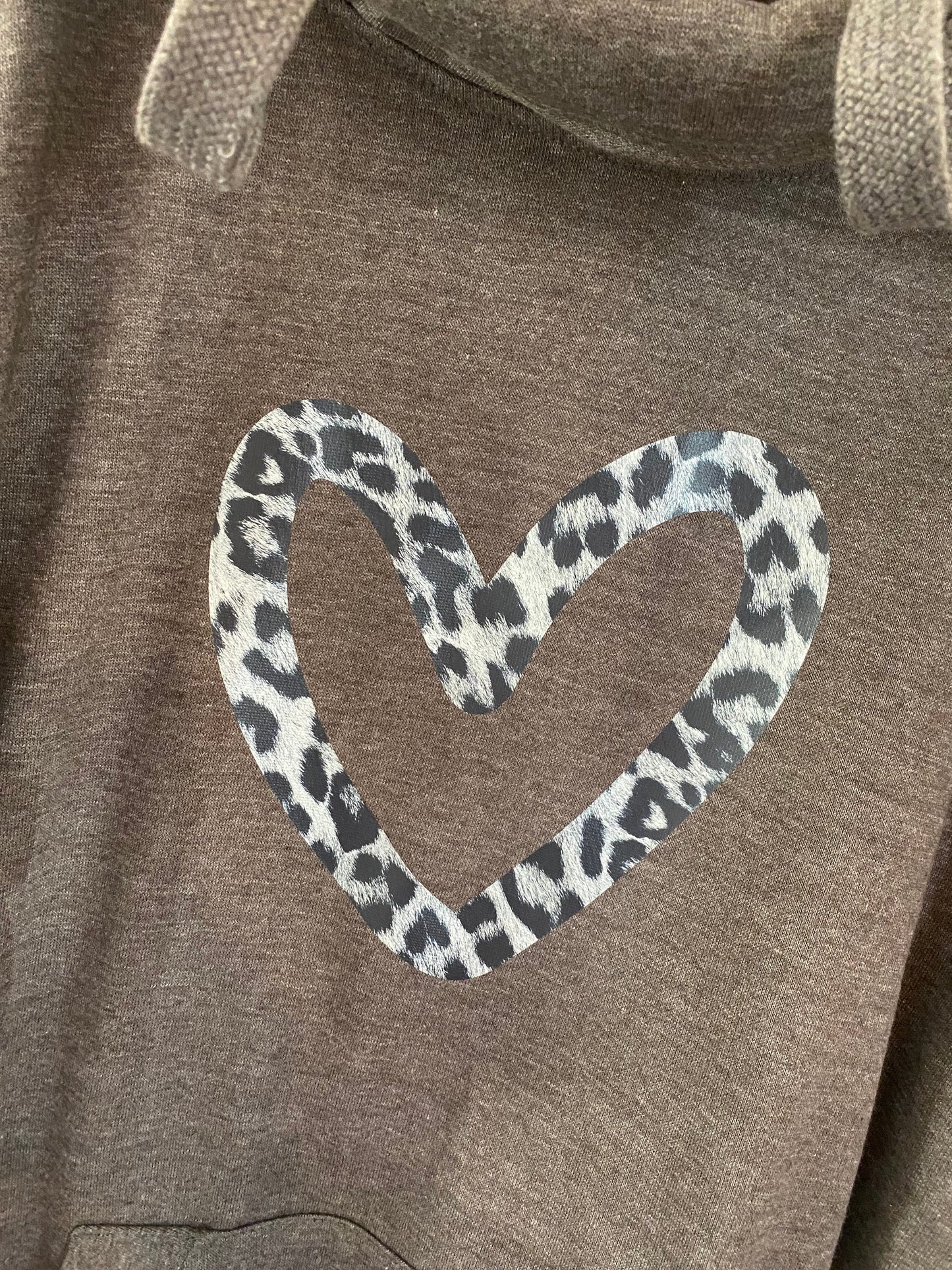 Leopard heart print cowl neck hoodie| Crossover Hoodie | Cowl neck hoodie|