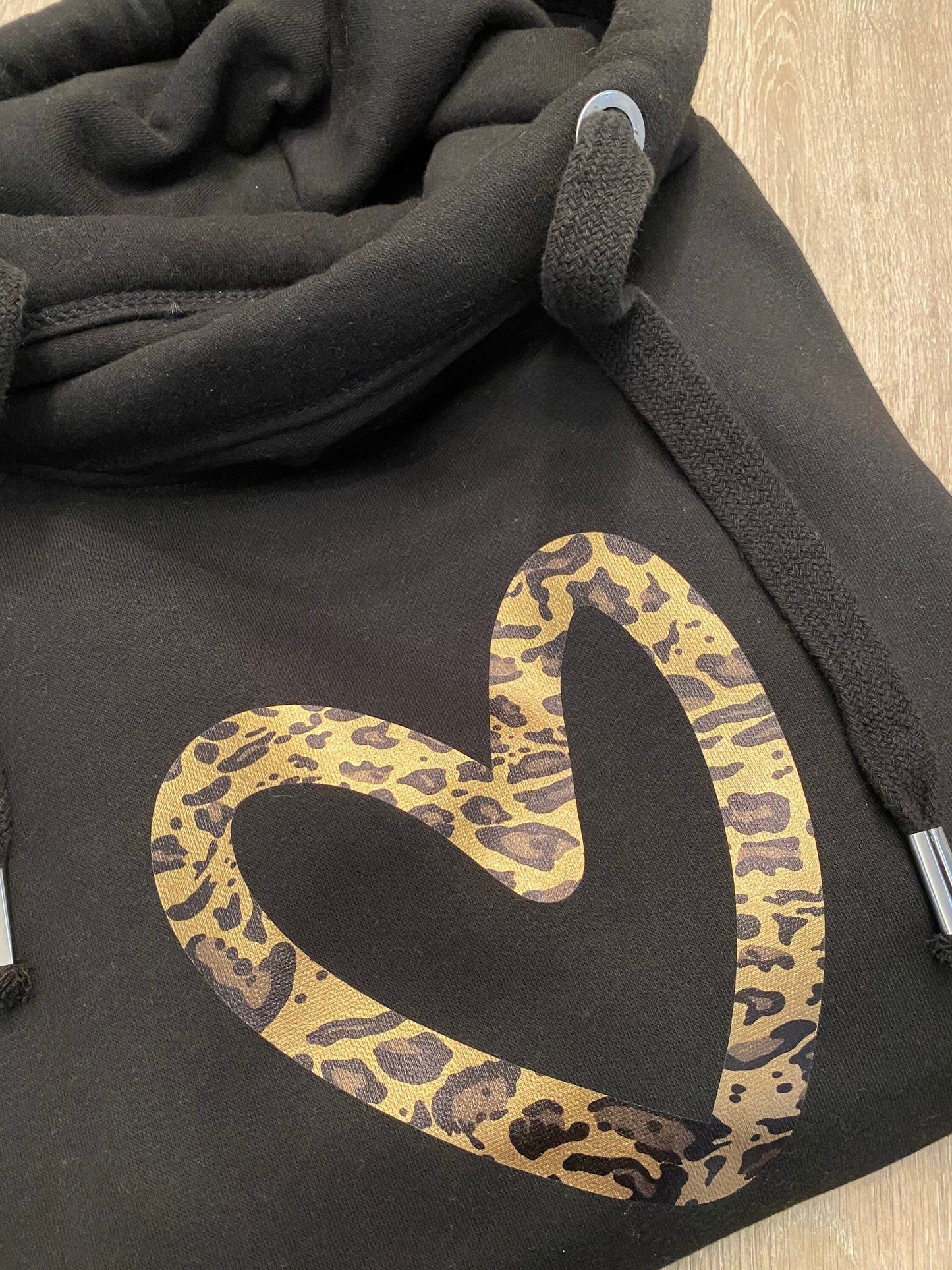 Leopard heart print cowl neck hoodie| Crossover Hoodie | Cowl neck hoodie|