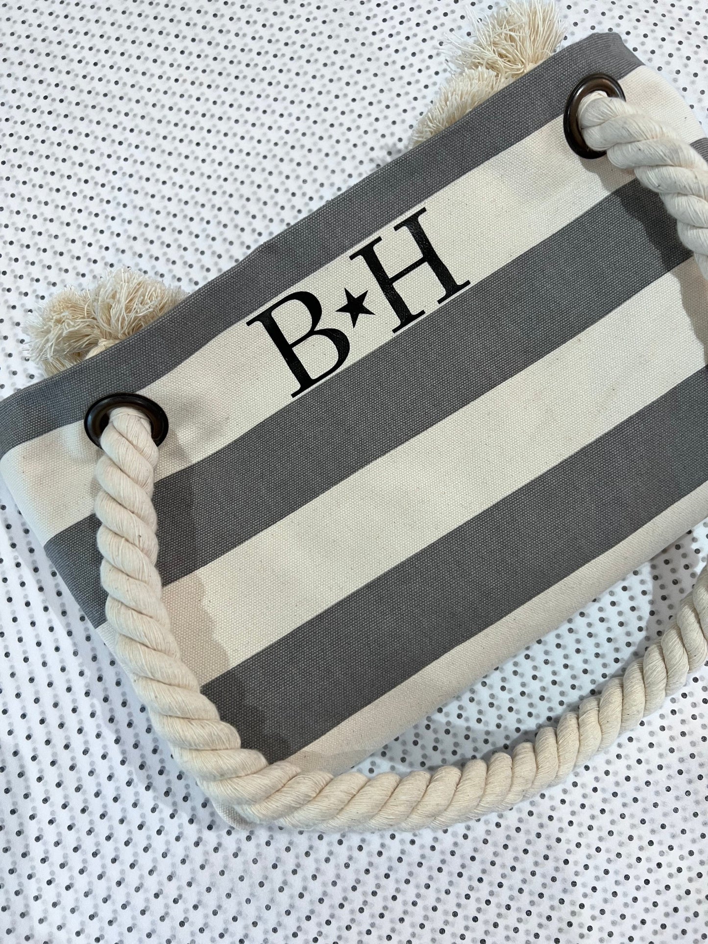 Personalised Initials Striped Beach Bag | Nautical Beach Bag | Beach Tote