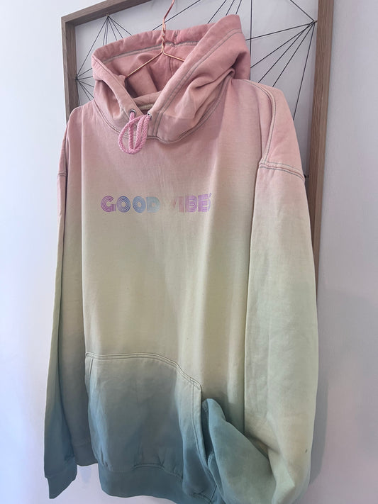 Pastel tie dye hoodie with good vibes print | fashion tie dye hoodie | good vibes