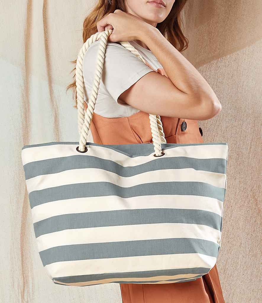 Personalised Initials Striped Beach Bag | Nautical Beach Bag | Beach Tote