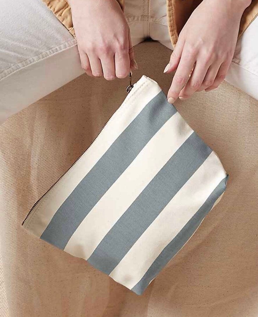 Personalised initials striped makeup bag