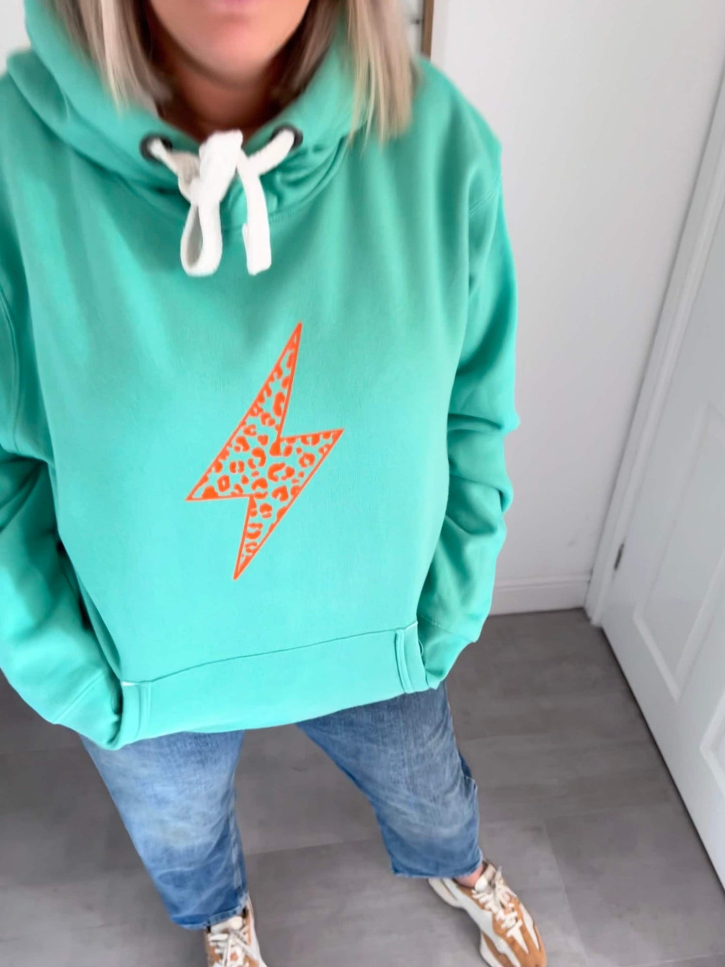 Adults Chunky Hoodie with Lightening Bolt | Hoodie with thumbholes