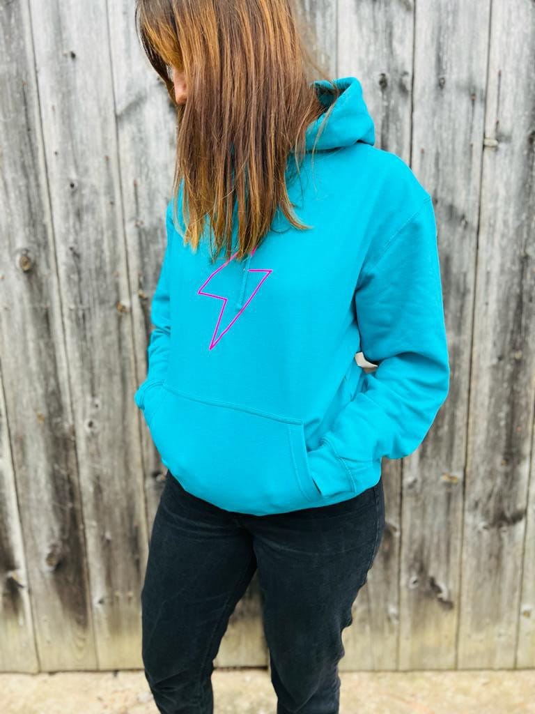 Adults Bright Blue Lightening Bolt Lightweight Hoodie |