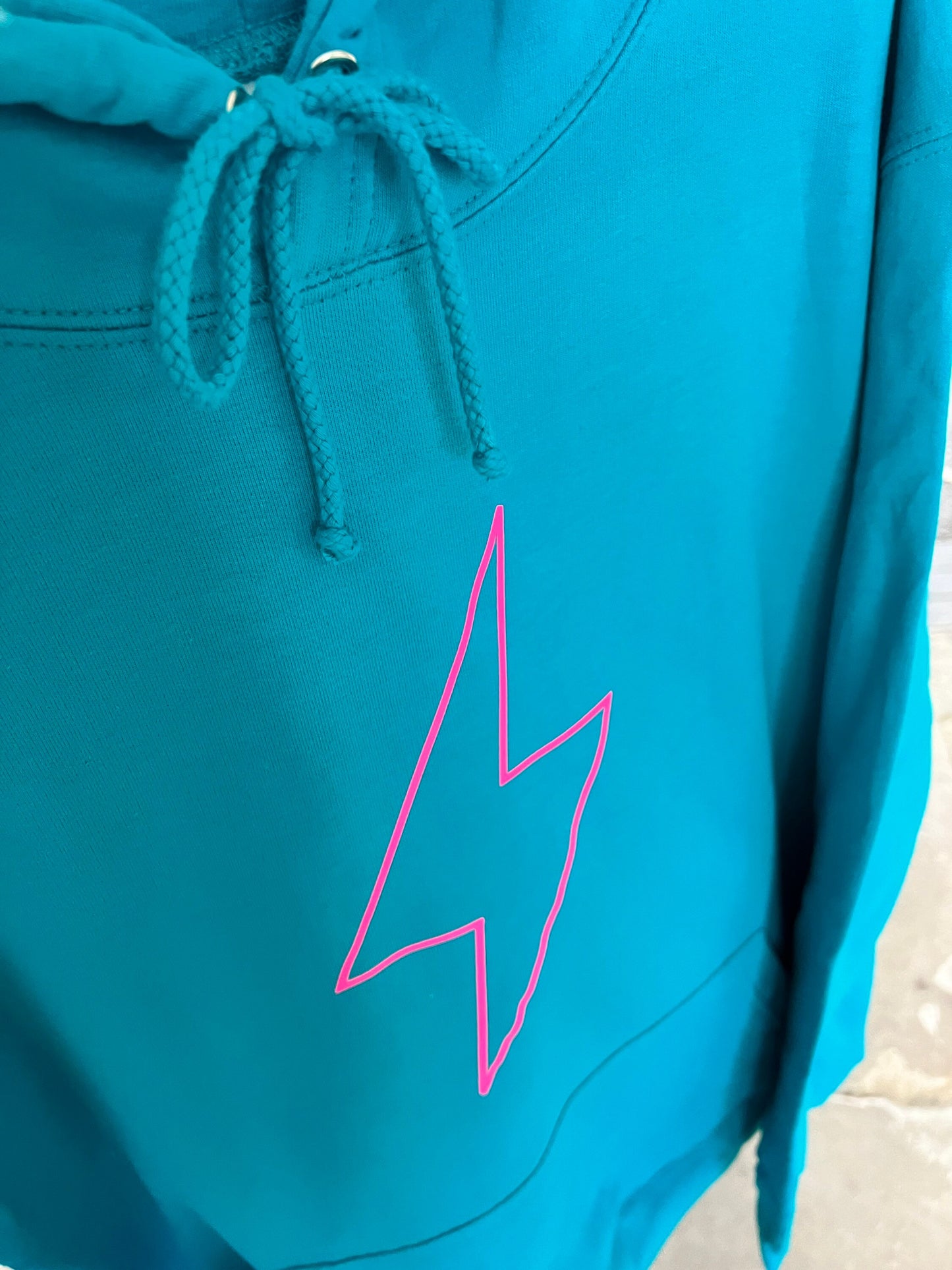 Adults Bright Blue Lightening Bolt Lightweight Hoodie |