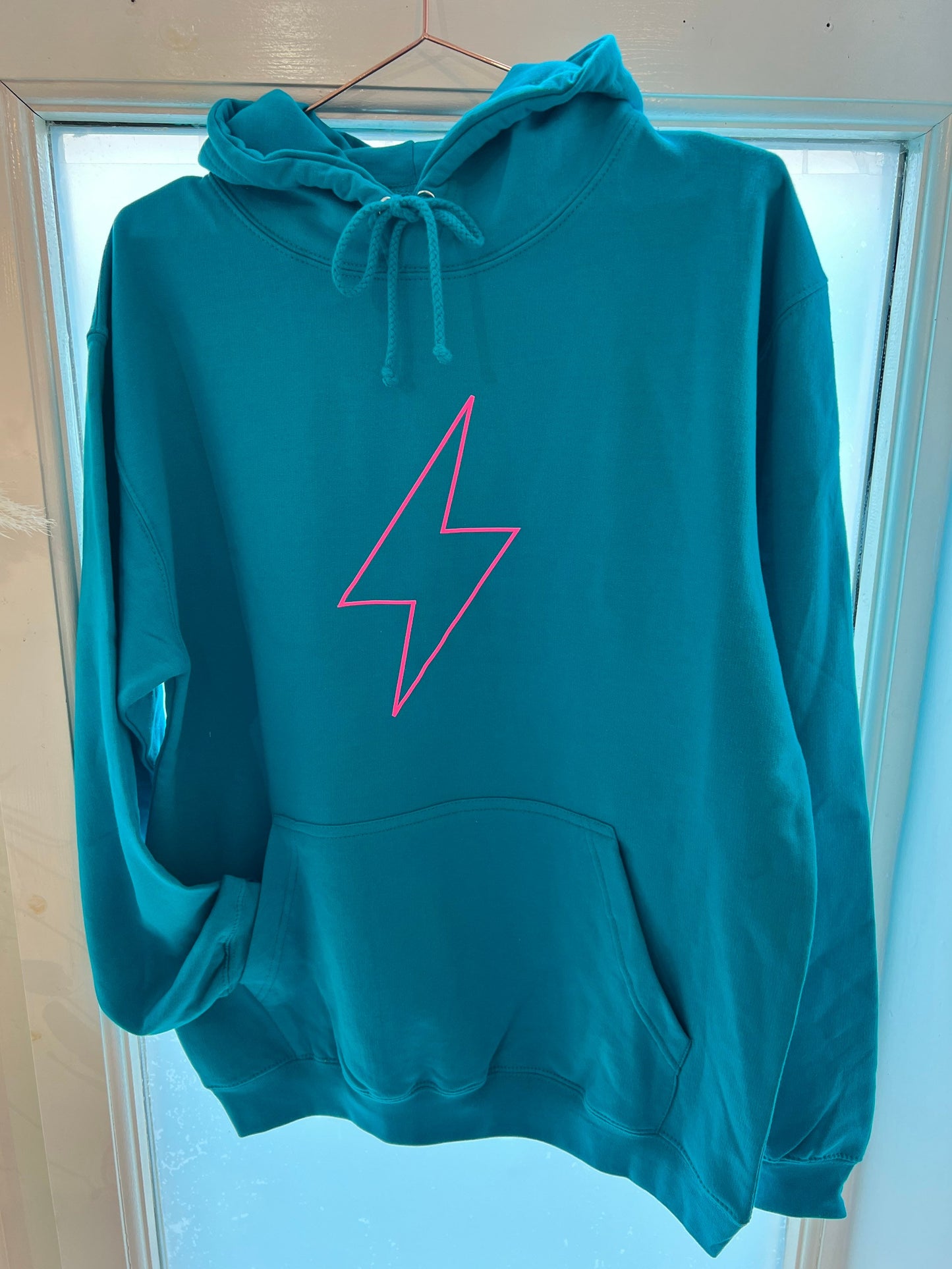 Adults Bright Blue Lightening Bolt Lightweight Hoodie |