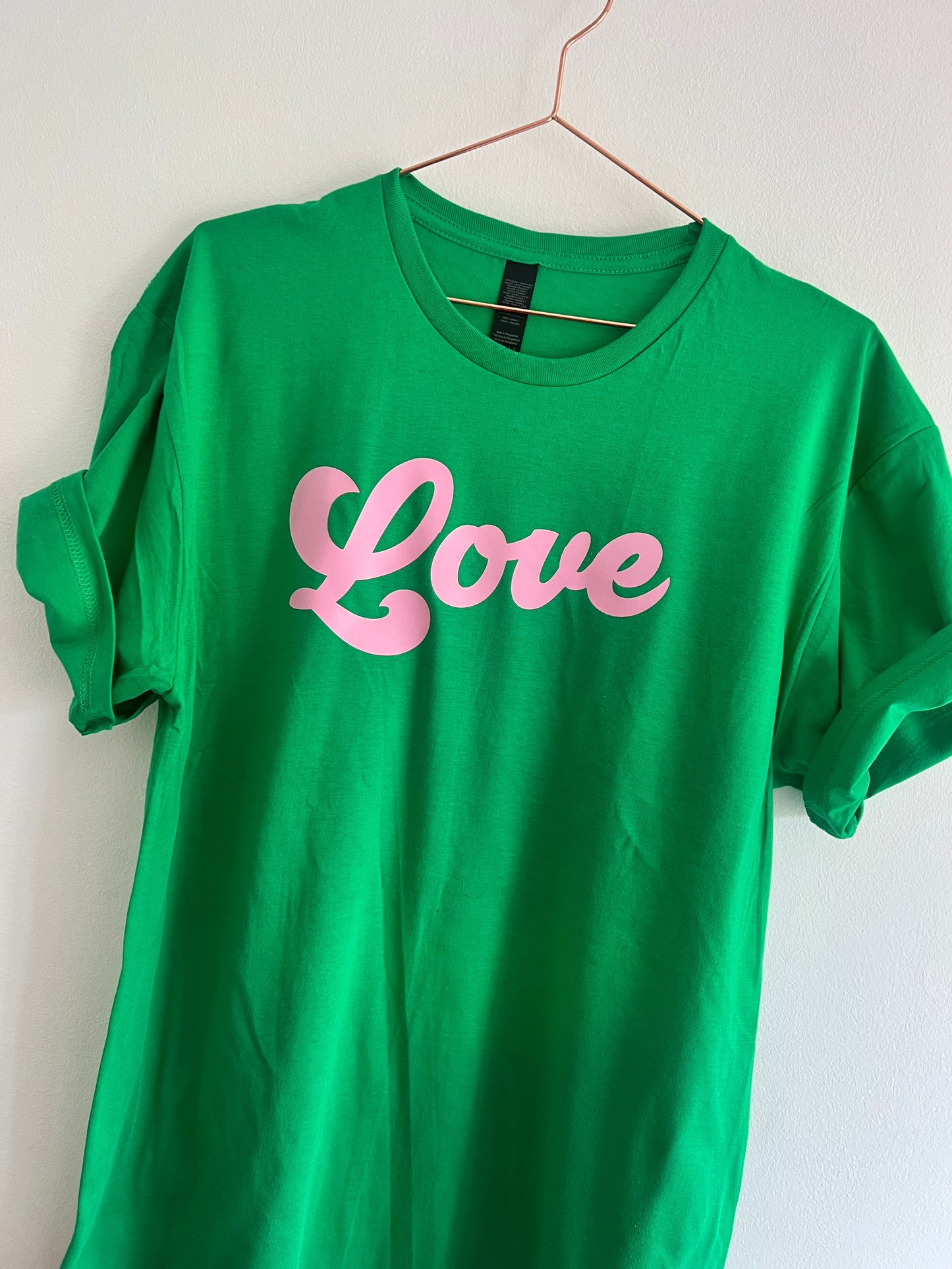 Love T-Shirt in Green and Pink