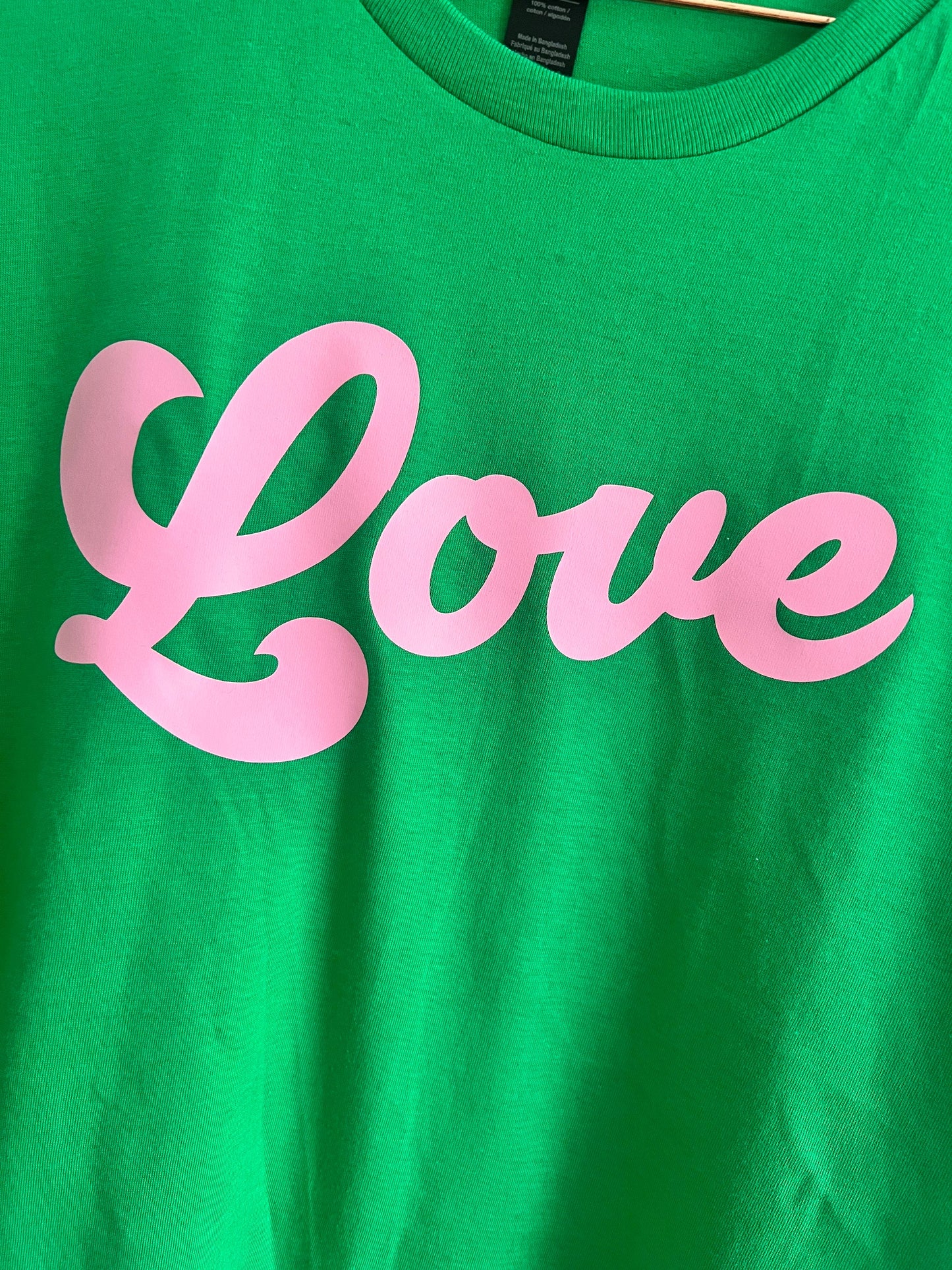 Love T-Shirt in Green and Pink