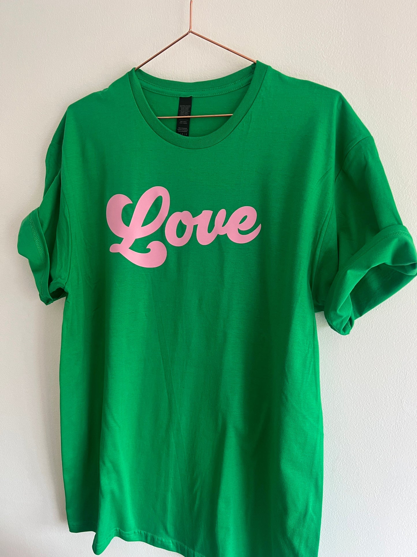 Love T-Shirt in Green and Pink